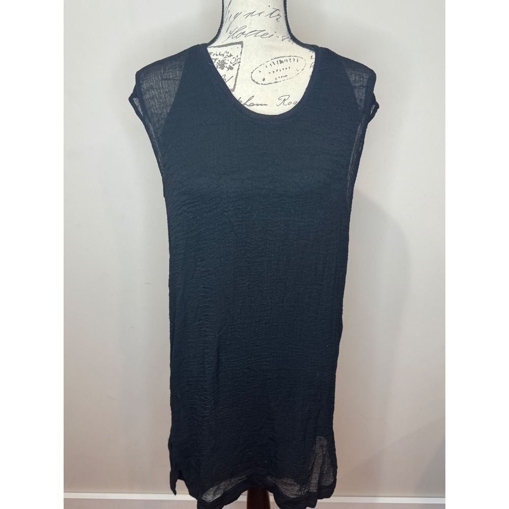 Helmut Lang Swift Dress Womens Black Sz XSmall Petite Draped Back Sheer Overlay